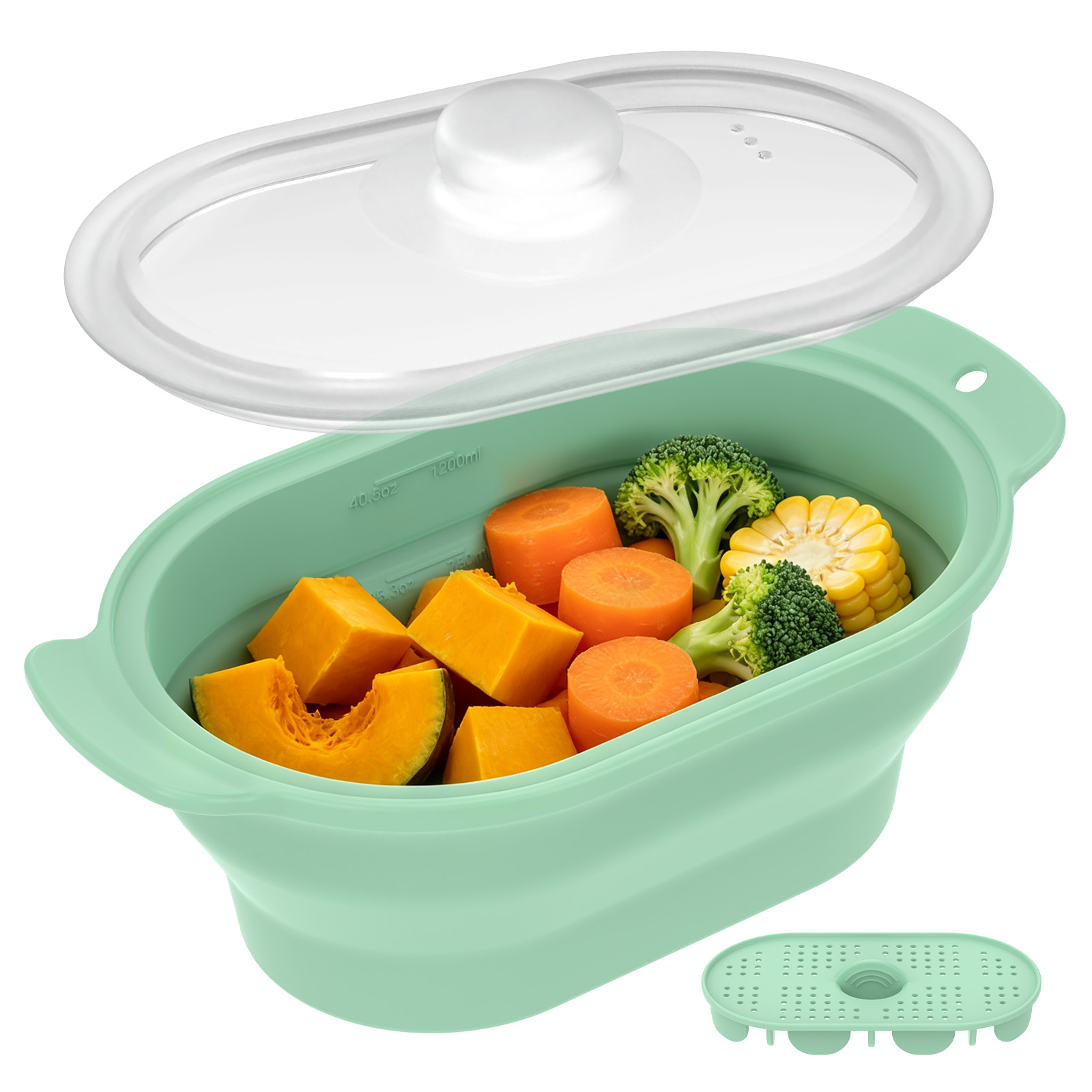 Meal Prep Frozen - Silicone Microwave Vegetable Steamer with Steam