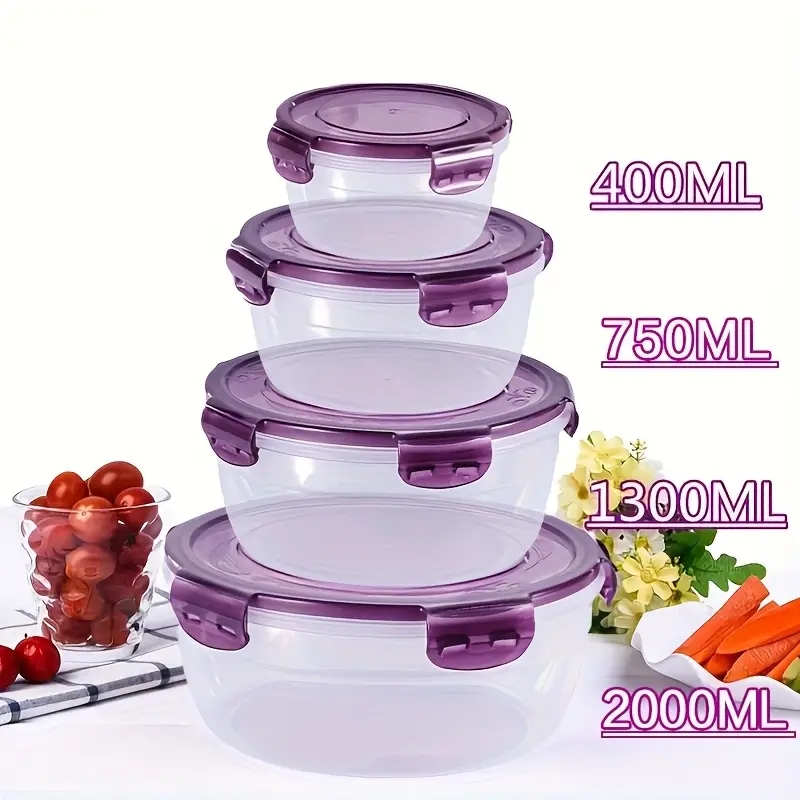 Meal Prep Kits - 4 Plastic Food Storage Containers, Lunch