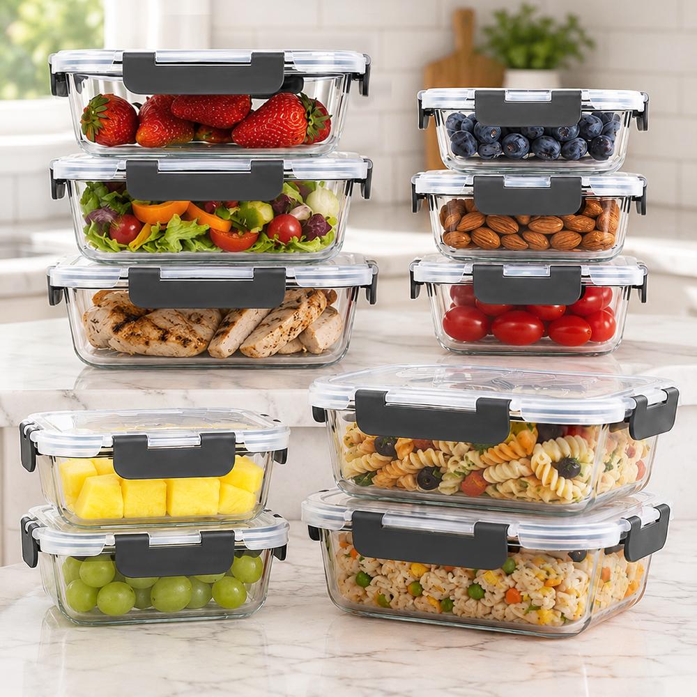 Meal Prep Kits - Glass Food Storage Containers Set 10-Pack